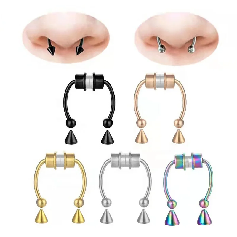 Customized Body  Jewelry Stainless Design Titanium Surgical Steel Magnetic None Piercing Hoop Nose Rings for Women