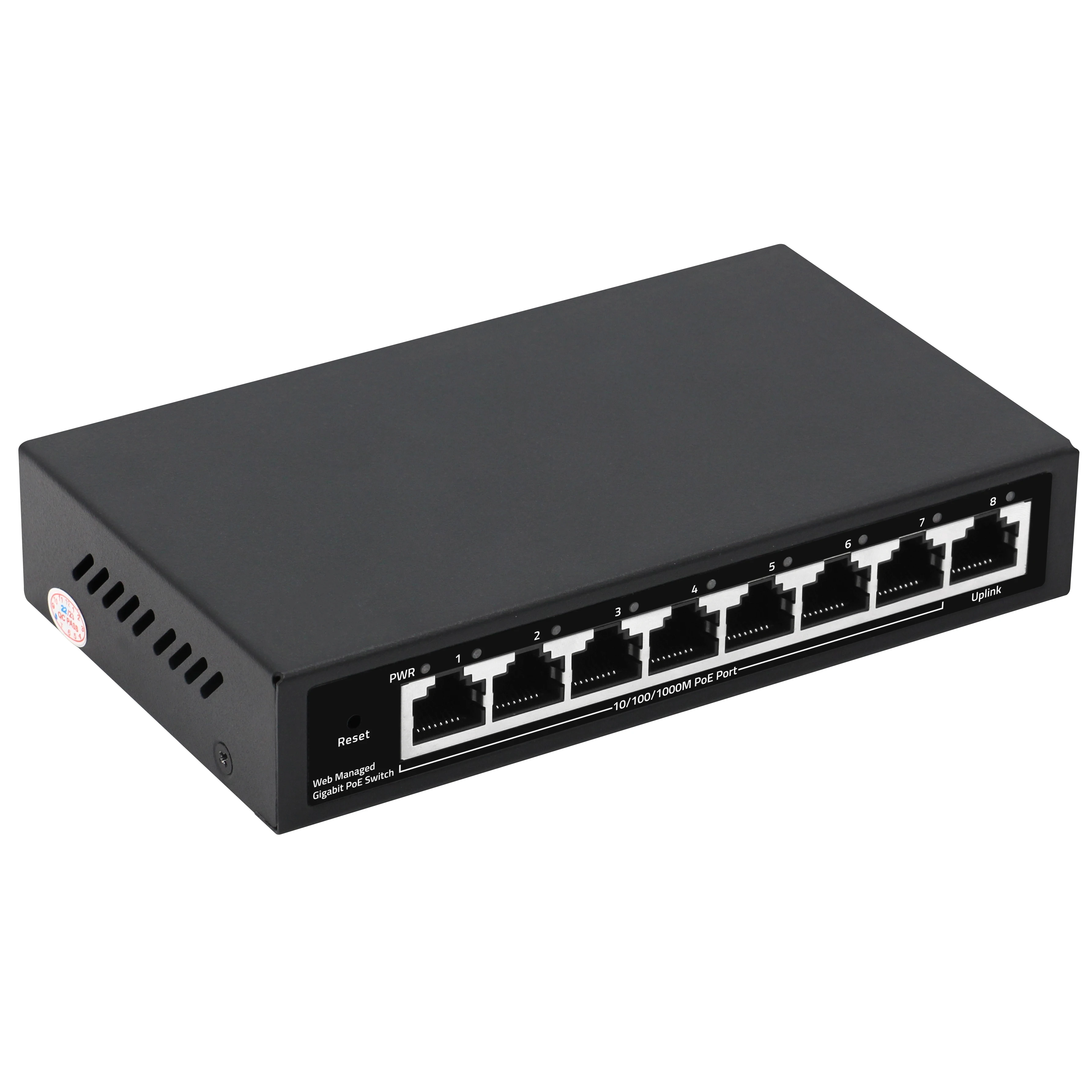 web managed poe switch 10/100/1000m 8 port poe switch 52V with QOS/IGMP