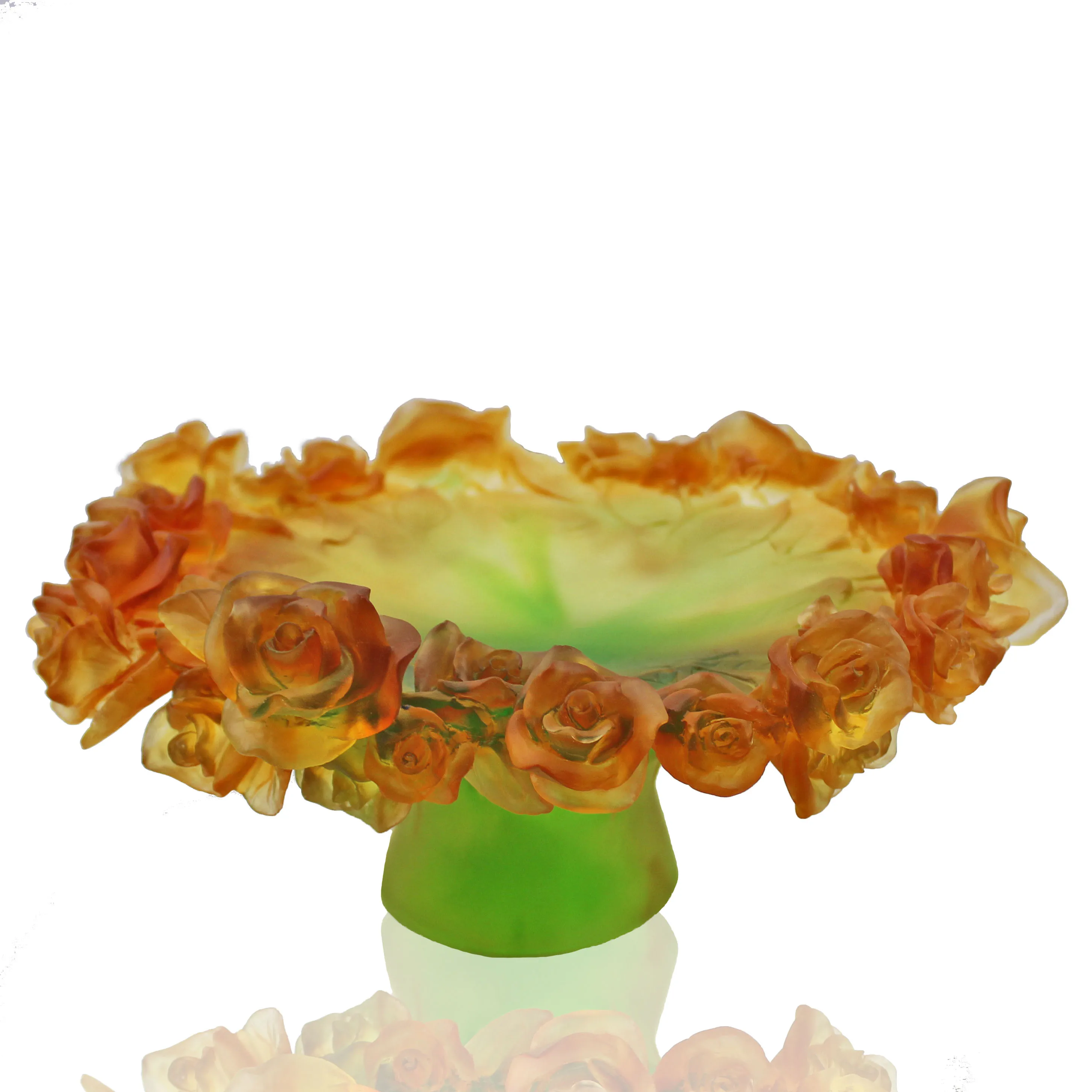 Фабрика по индивидуальному заказу роскошная хрустальная тарелка с розой и фруктами украшение для вечеринки оптовая продажа