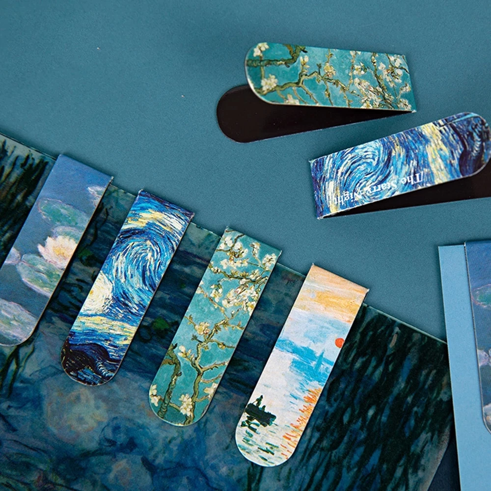 Creative Magnetic Bookmarks Van Gogh Literature Art Series DIY Decoration Books Mark