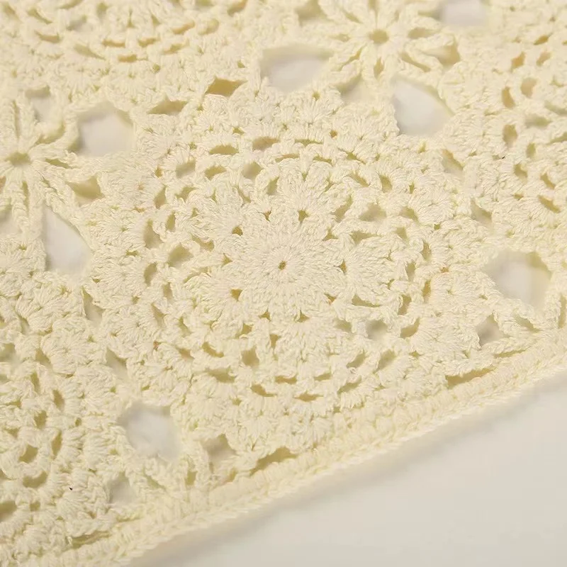 2023 New Arrivals Fashion Girls  Crochet Headwear Pure White Solid Color Fresh Knitted Hair Scarf Triangle Headbands For Women