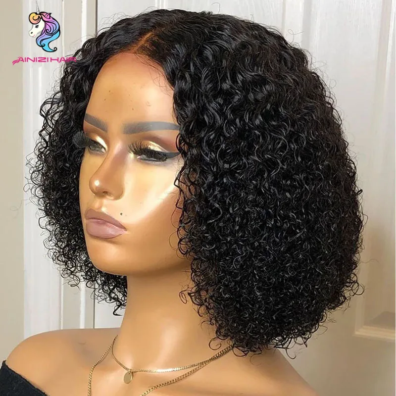 
AINIZI Unprocessed Virgin Brazilian Human Hair wigs Kinky Curly Best Quality 13X4 lace front Wig For Black Women 