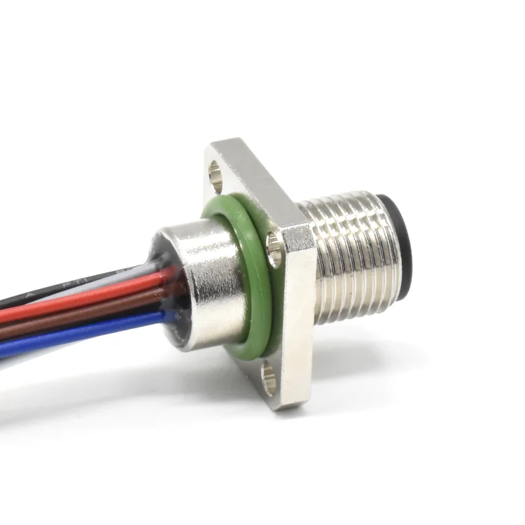 WESTSAM 12 pin circular industrial Panel Mount Connector Waterproof square female M12 Flange Socket