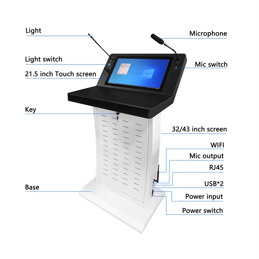 WiViKiosk Educational Equipment Classroom Lectures Electronic Smart Digital Presidential Touchscreen Podium