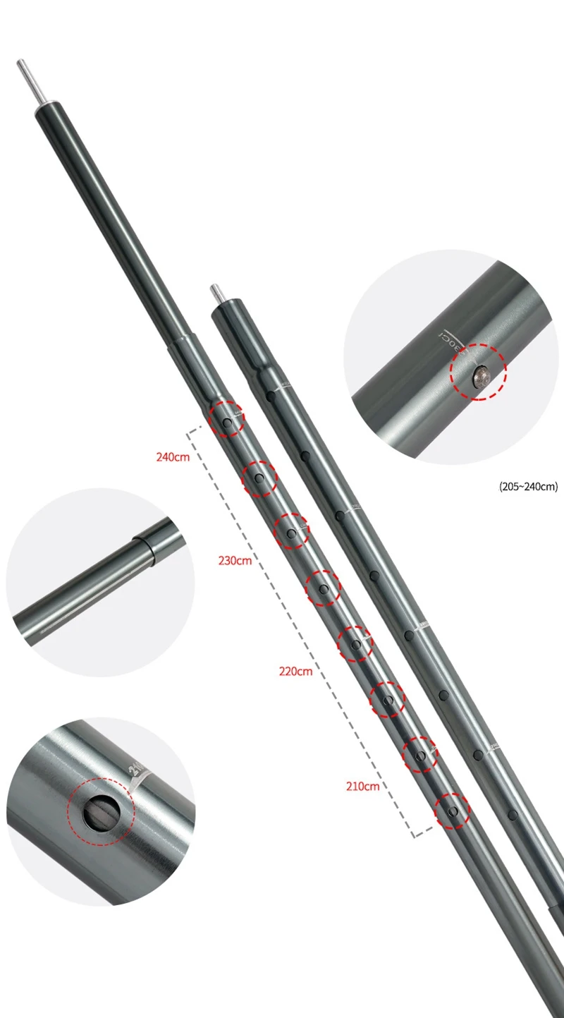 Collapsible Lightweight Adjustable Telescoping Aluminum Tent Tarp Poles for Camping Backpack Hammocks Sun Shade Shelters Awnings