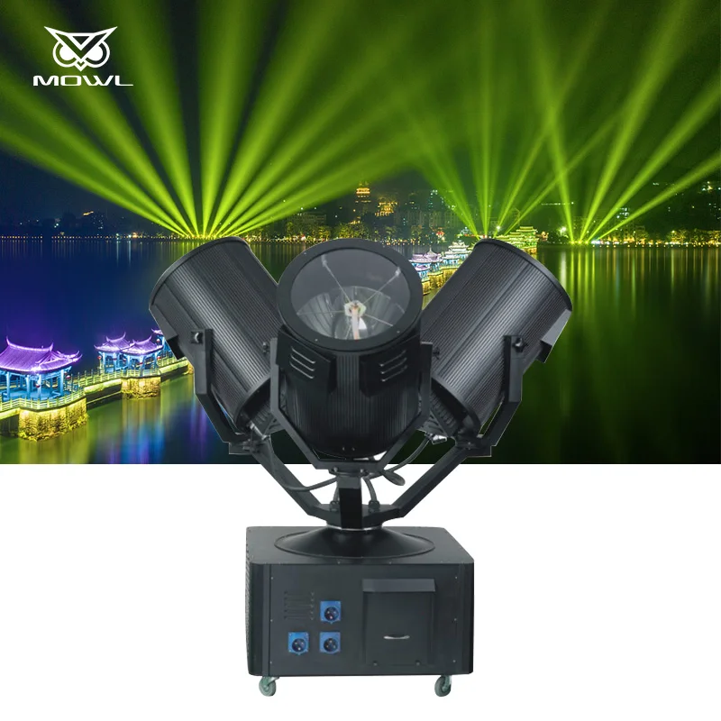 1000W 2000W Three Head Waterproof Search Light Rotating Outdoor Sky Rose Searchlights