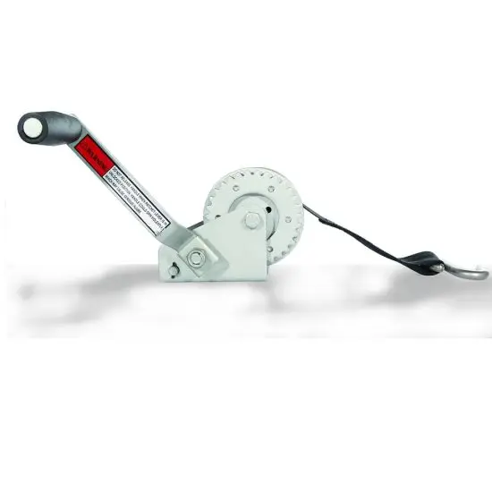 2200lbs Marine Boat Trailer Hand Winch with Polyester Strap Webbing Snap Hook