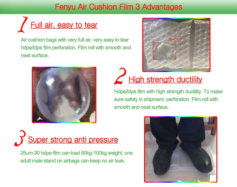 Air cushion bags and air buffer cushion film rolls are environmentally friendly packaging materials that save money and space