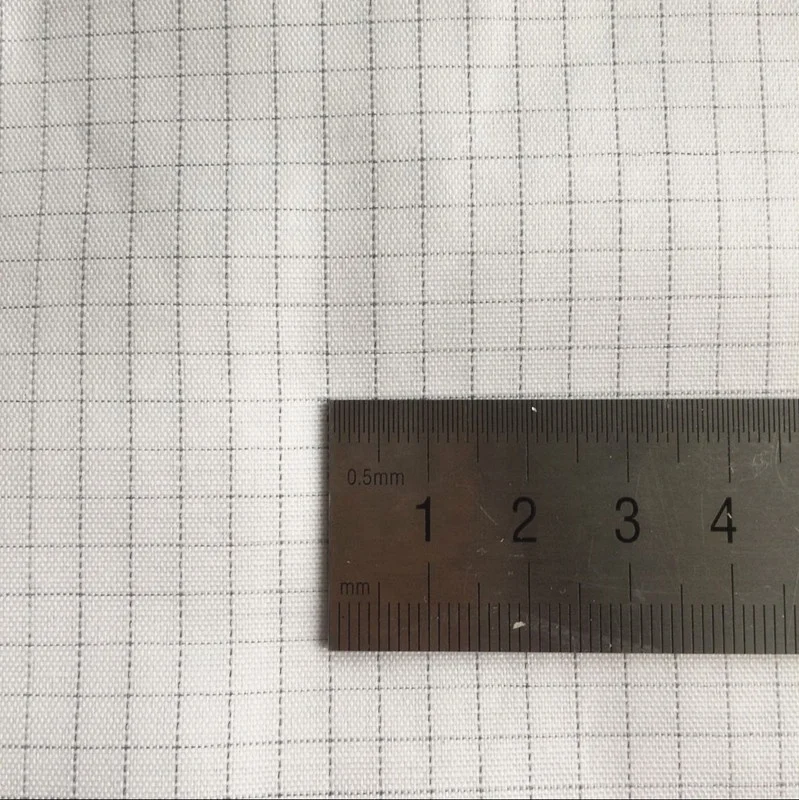 0.5cm check 70 times washing ESD plain polyester cotton japanese carbon fiber conductive fabric for T-shirt