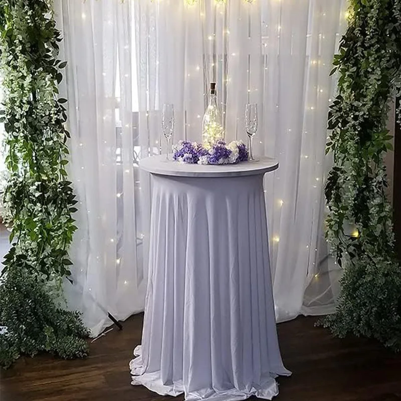 Solid Color Round Table Cloth for Hotel Conference Cocktail or Banquet High Feet Bar Table Skirt for Wedding Decorations
