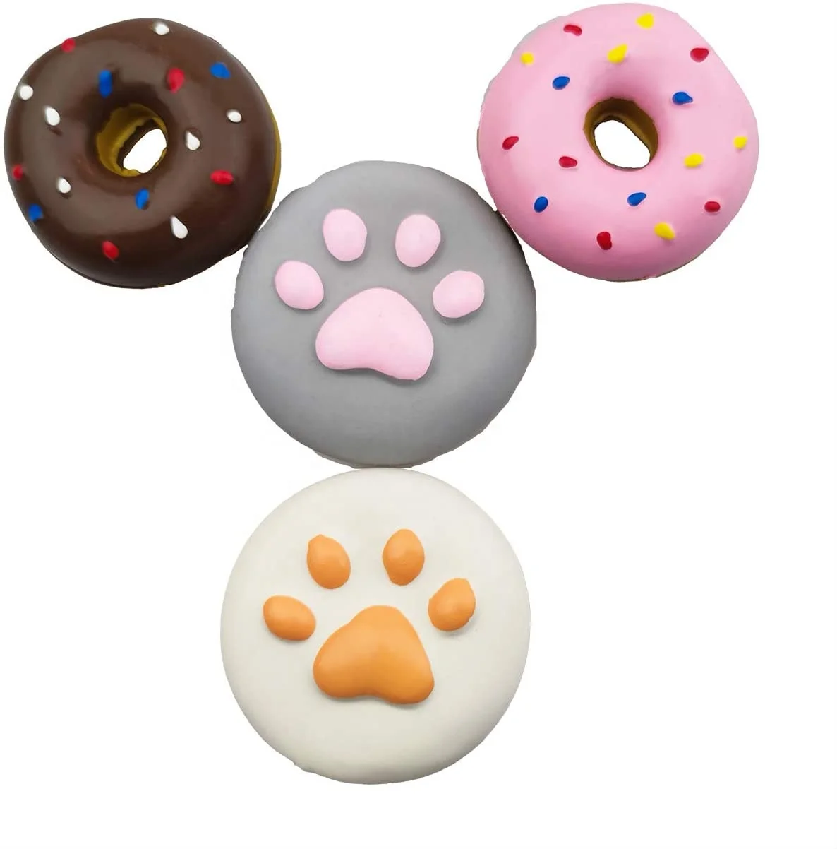 wholesale free sample customized design rubber latex squeaky donut shape dog chew toys pet toys