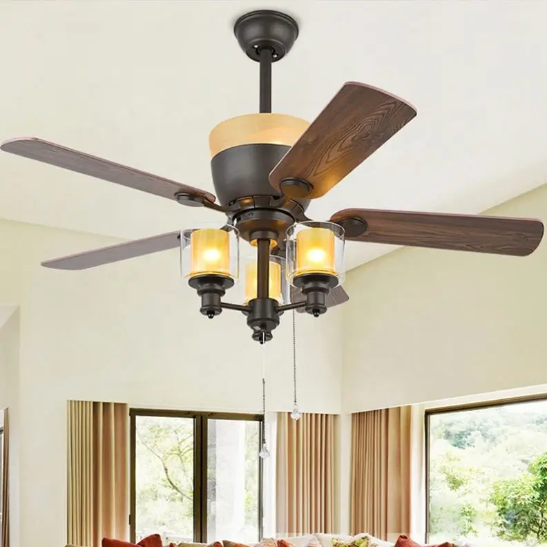 
LED Ceiling Fans With Remote Modern Ceiling Indoor Fan Decorative Smart Remote Control Luxury Wooden Ceiling Fans With Light 