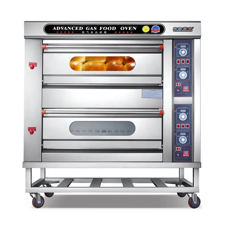 Restaurant bakery bread baking equipment customized  two layers gas pizza oven for commercial