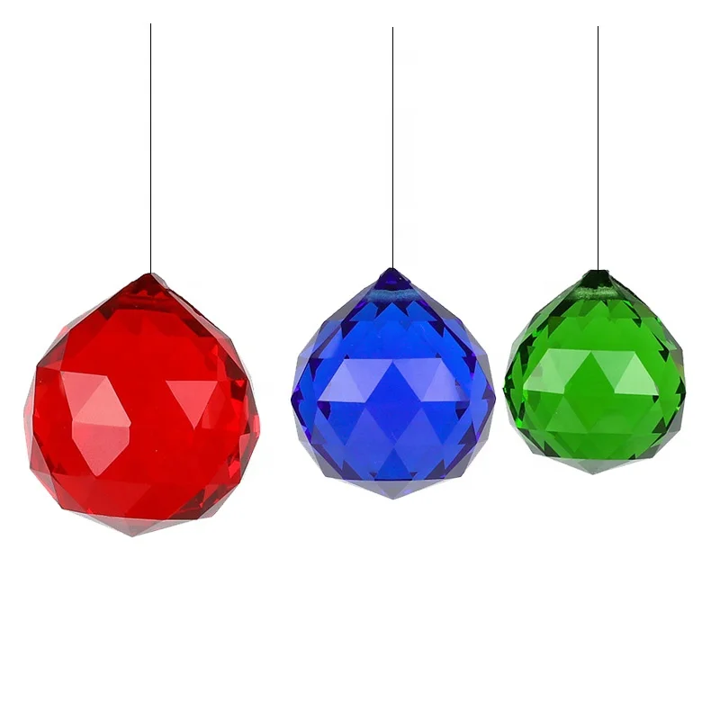 Wholesale Colorful Crystal Chandelier Hanging Ball Prism with Drilled Hole Suncatcher Rainbow Pendants, Hanging Crystals Prisms