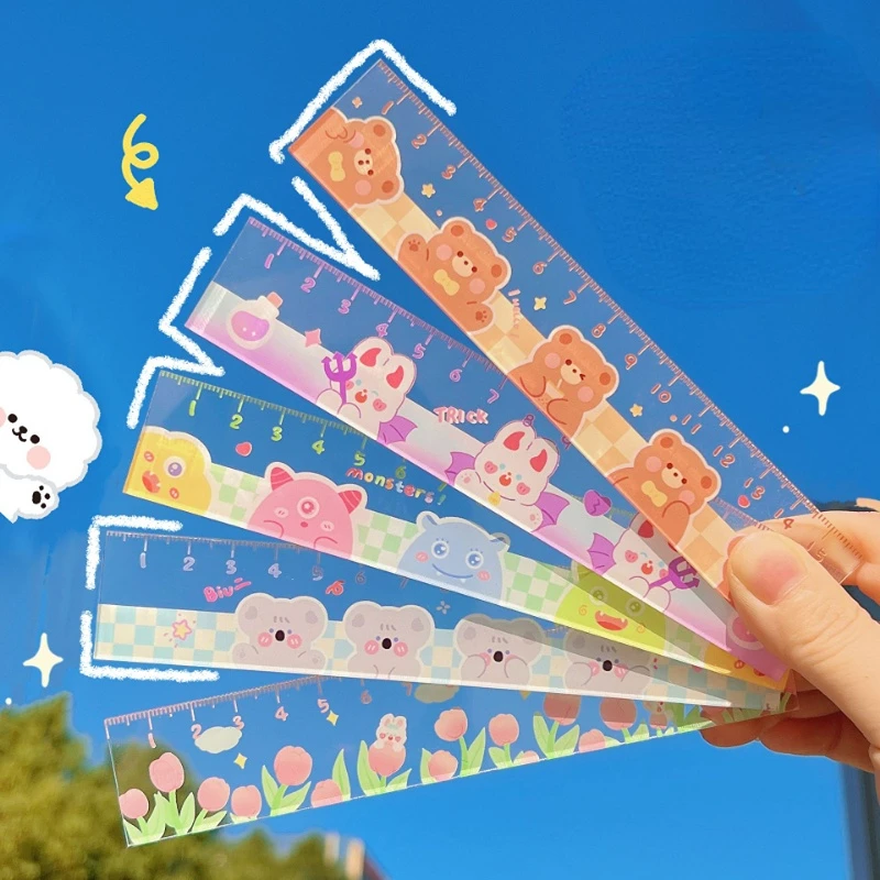 Линейка с мультяшными животными кавайная канцелярская линейка школьная пластиковая линейка 15 см