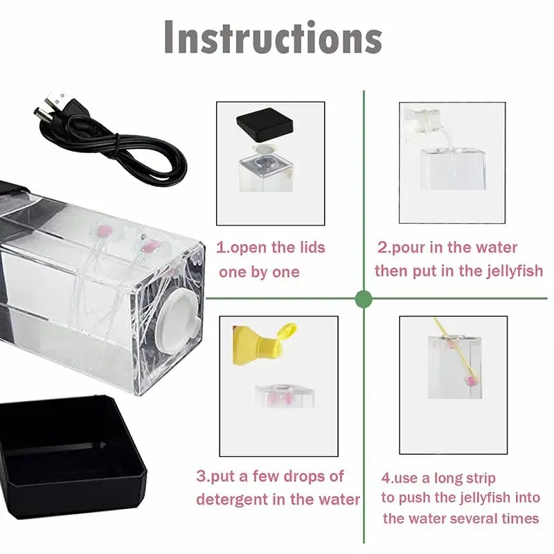 LED Mood Night Light Aquarium Table Lava Lamp Jelly Fish Jellyfish Lamp Table Portable USB Color Changing LED Fantasy Lighting