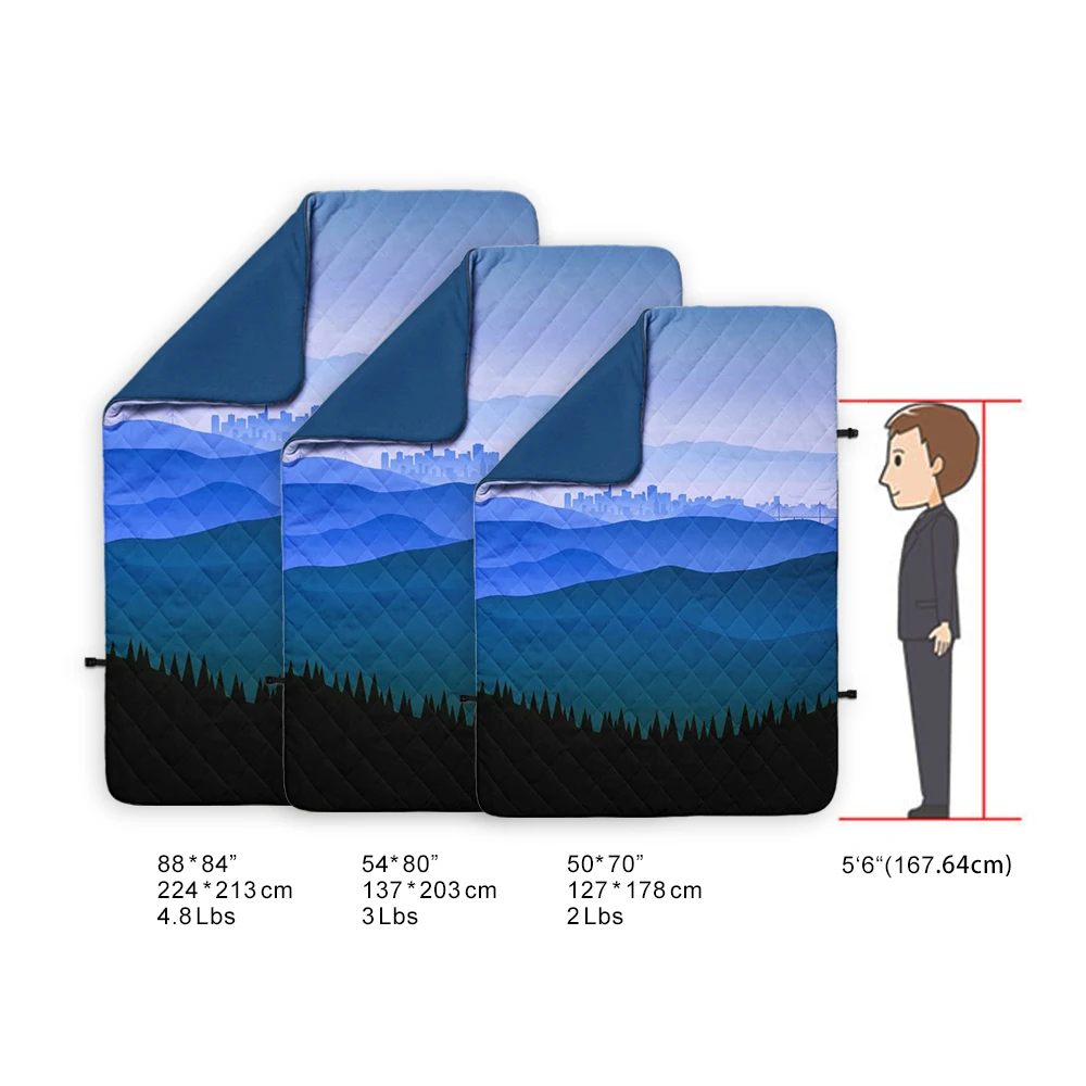 Portable Oversized Recycled Polyester Picnic Blanket Down Alternative Camping Blanket