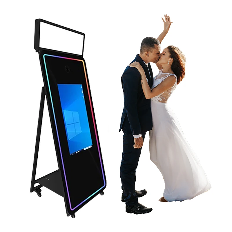 2024 Hot Sale Wedding Party Used Dslr Mirror Magic Surface Pro Photo Booth Commercial Rental Round Mirror Photo Booth
