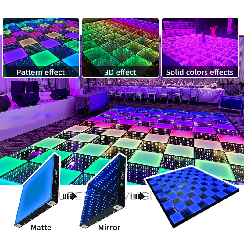 3d Infinity Mirror Video Light Led Dance Floor Glass Rgb Interactive Led Wedding Dance Floor