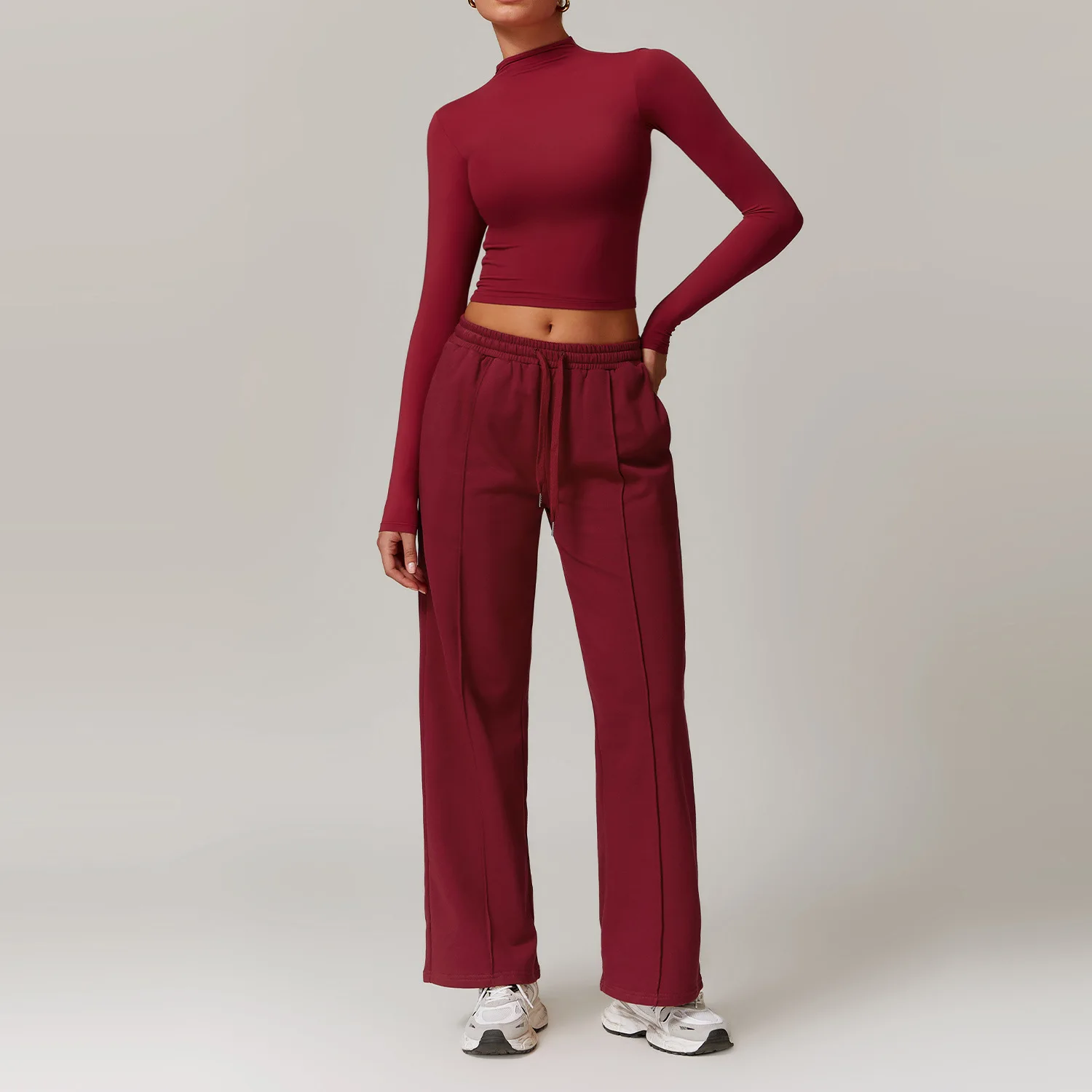Autumn Winter Fitness Yoga Shirts Casual Gym Long Sleeve Loose Sports Sweatshirts  high waist slimming  sports suit for Women