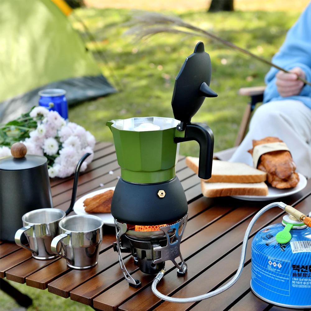 New Arrival Customized Outdoor Camping Portable Italian Coffee Makers 4cup 200ml Stovetop Induction Espresso Aluminum Moka Pots