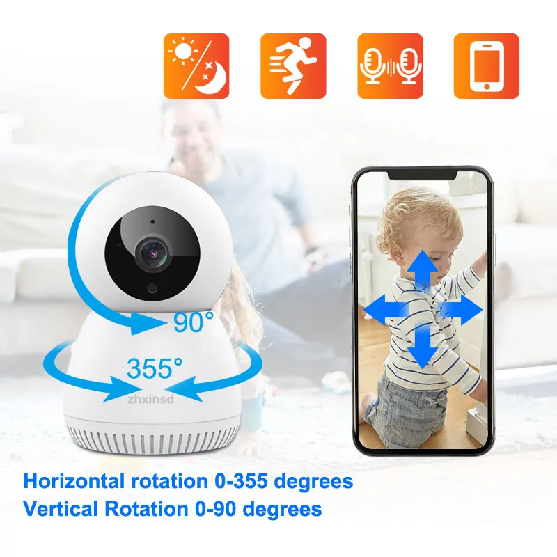 3MP Wireless Home Wifi Security Camera 355 Rotation Baby Camera Monitor