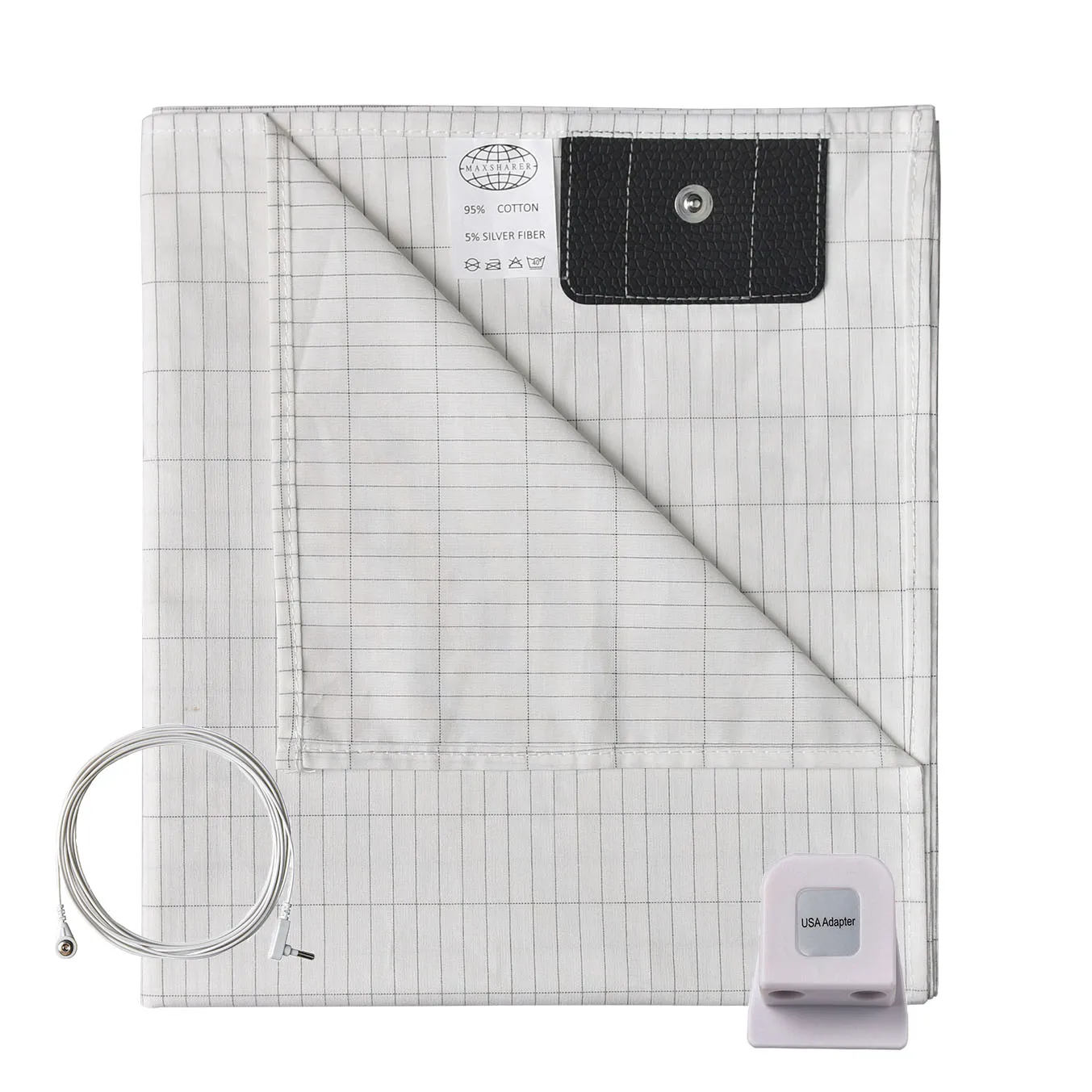 Earthing 5% Silver Fiber King Queen Bed Sheet Antistatic Flat sheet  keep health within 4.5M ground cord / plug adapter
