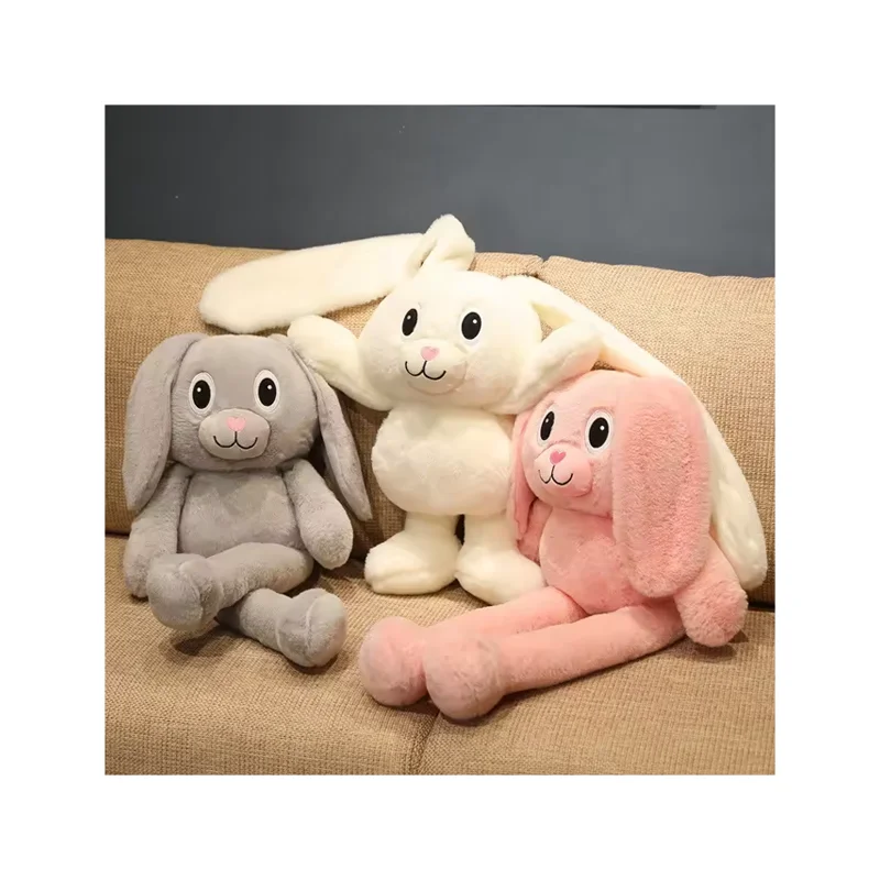 Pink Rabbit Plush Toys Long Legs Can Be Pulled Long Ear Plush Rabbit stuffed animal Toy