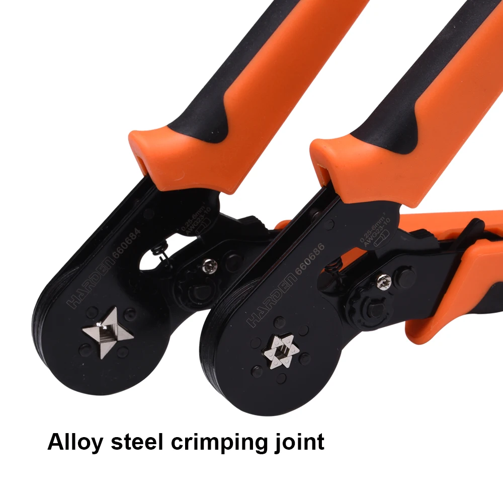 HARDEN Hot sale 0.25-6MM Adjusting Ratcheting Square Ferrule Wire Cable Crimper Plier Tool