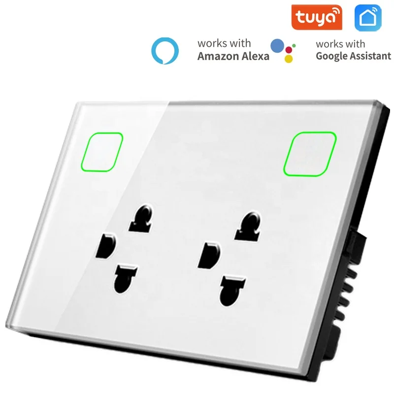  Smartdust Universal US Type Tempered Glass Tuya Voice Control Touch Double Wifi Wall Socket Smart Home In