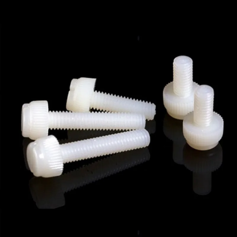 free shipping 1000pcs/bag M3 M4 M5 M6 M8 White nylon plastic knurled slotted  screw  insulation bolts