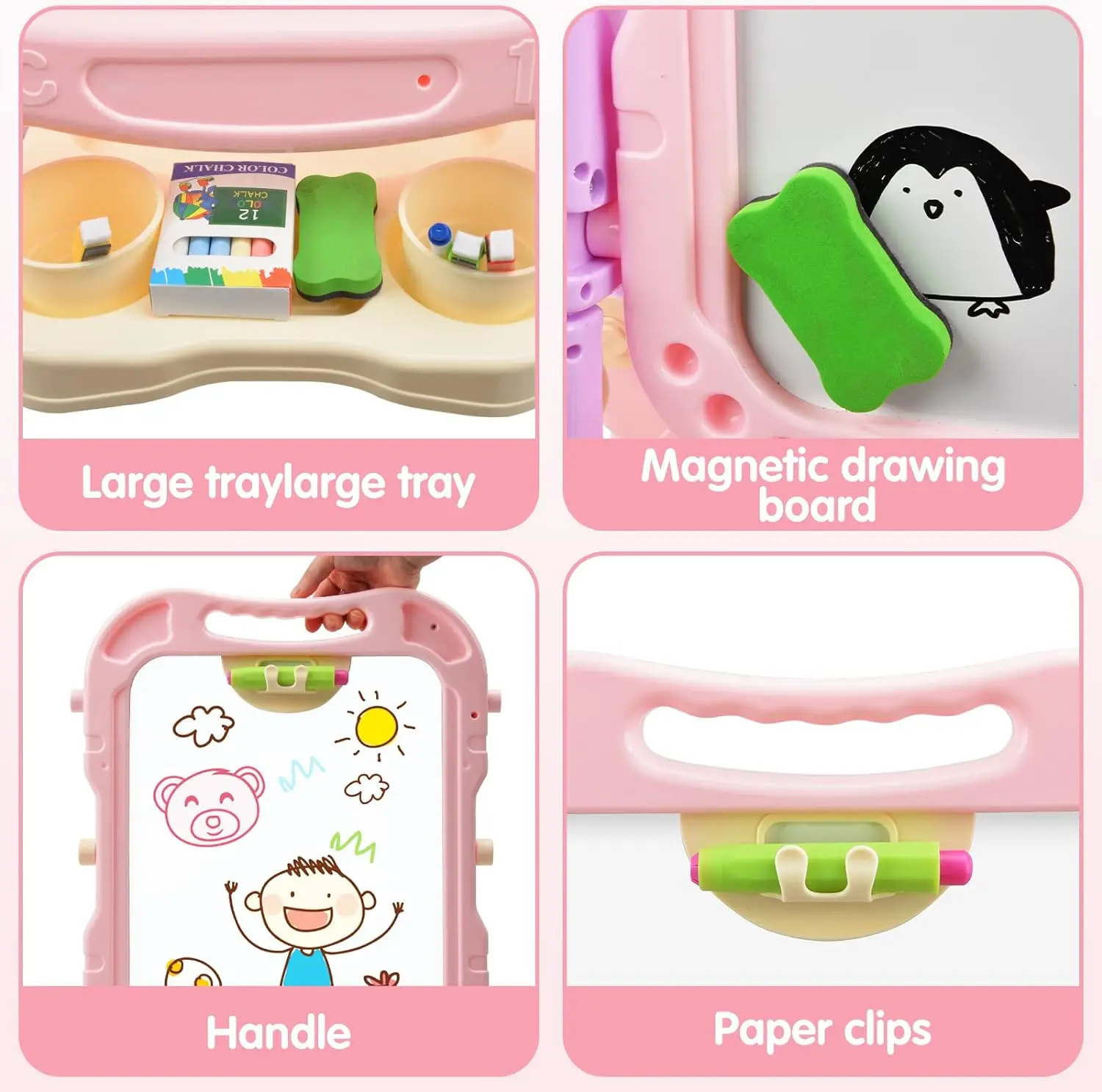 Art Easel Toys Magnetic Chalk Board with Painting Accessories Rotatable Double Sided Easel Drawing Board Toys