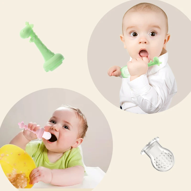 Hot sale BPA free Animal Shaped funny silicone baby fruit feeder Baby Fruit Teething Toy Baby Fresh Food Feeder