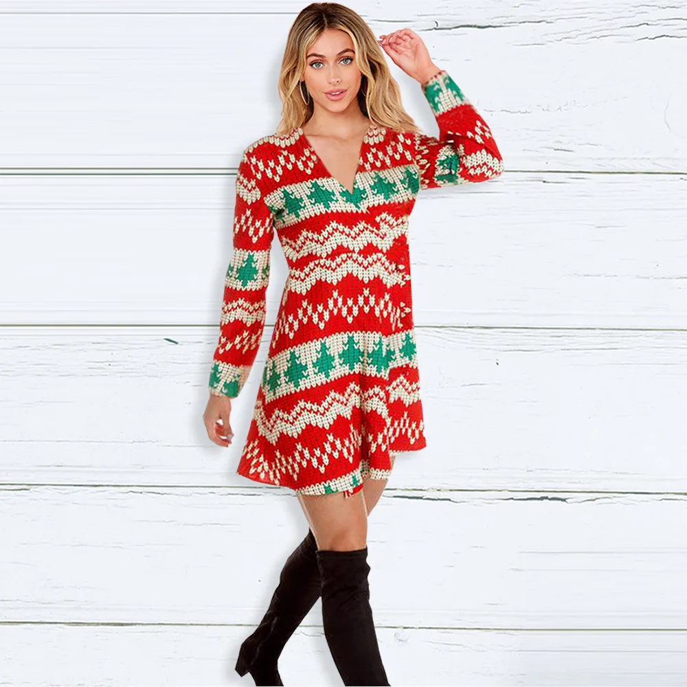 Рождественские Популярные Новые товары, женское Повседневное платье в клетку с цифровым принтом и длинным рукавом, модный осенний кардиган, юбка