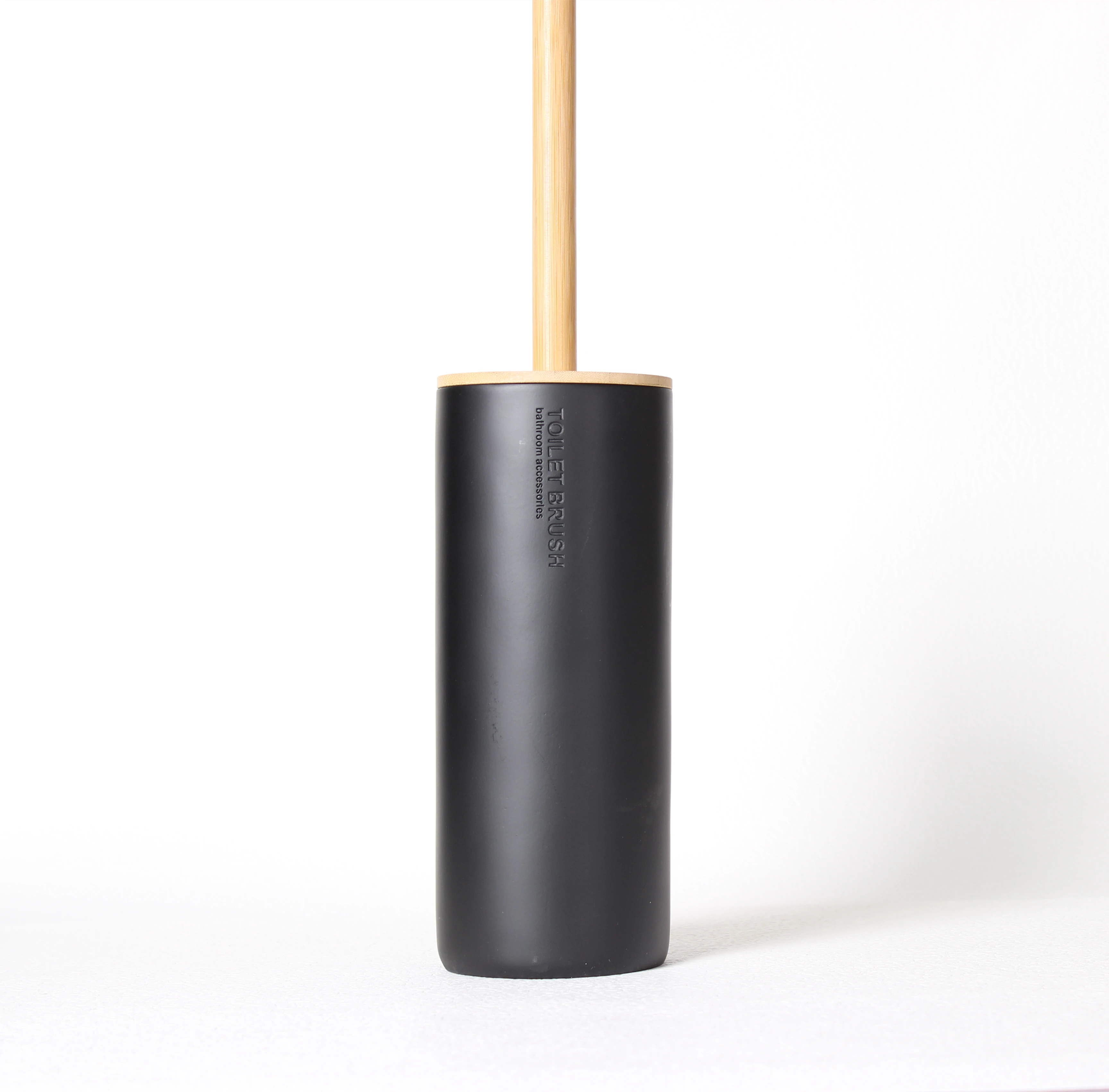 Luxury 6PCS Black Color Polyresin Bathroom Accessories Set Natural Bamboo Bath Set