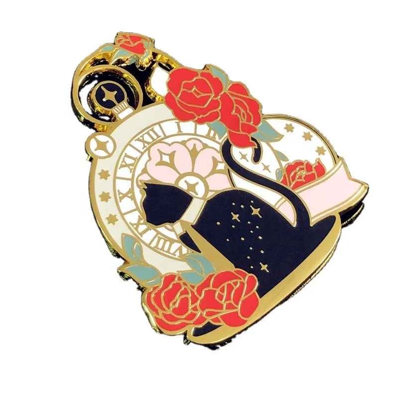 Factory Price Hot Sale Cat Human Mystery Rose Gold Plated Hard Enamel Unique Lapel Pin