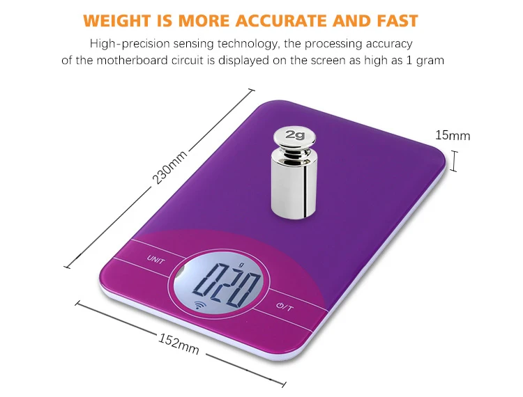 3 5 10 15 25 Kg 0.01 1g Precise electronic weight app wifi digital smart kitchen scales with big display highly