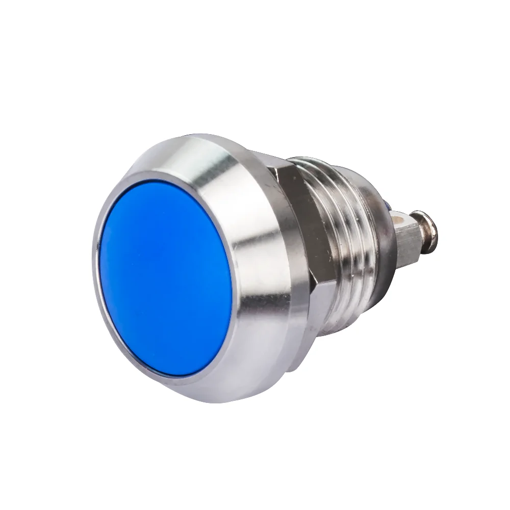 Blue mush room head stainless steel  waterproof 12mm momentary push button switch