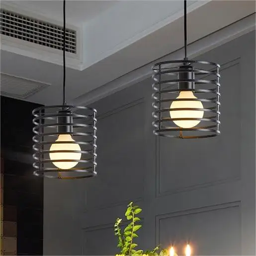 Fashion black bedroom bedside pendant lamp geometric dining room single head bar decorative pendant light
