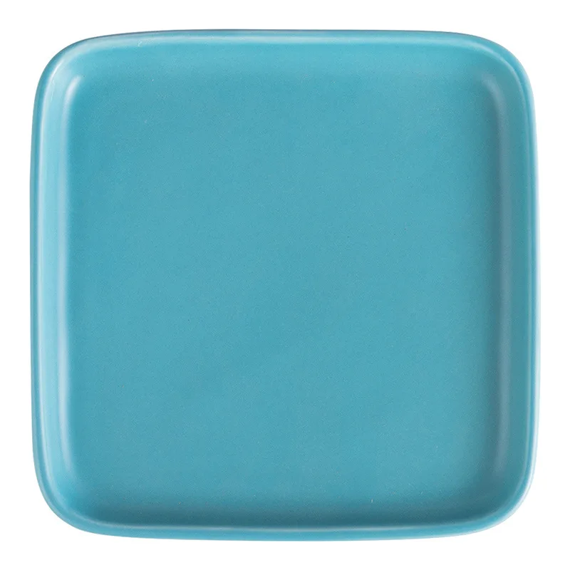  Ceramic Nordic Plate Decoration Solid Color Black Porcelain Square Plate Dish Set For Restaurant