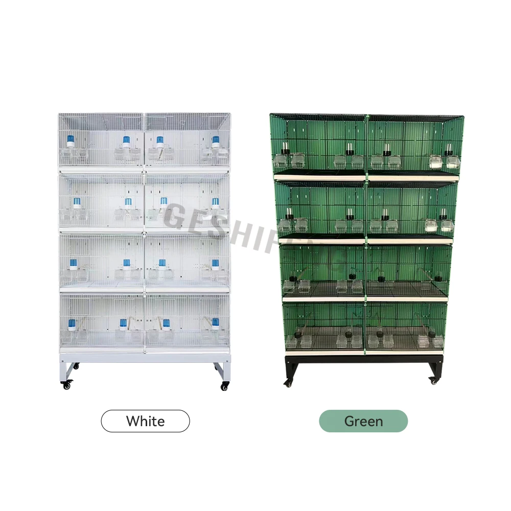 Carton Package 4 Layer Stackable Collapsible White Wire Canary Breeding Cages Handmade Bird Cage With Drinker Box