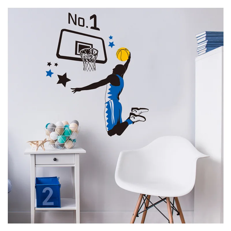 Sports Basketball vinyl wall Stickers WallPaper For Kids Room bedroom Decor mural GYM room Decoration Accessories wall sticker