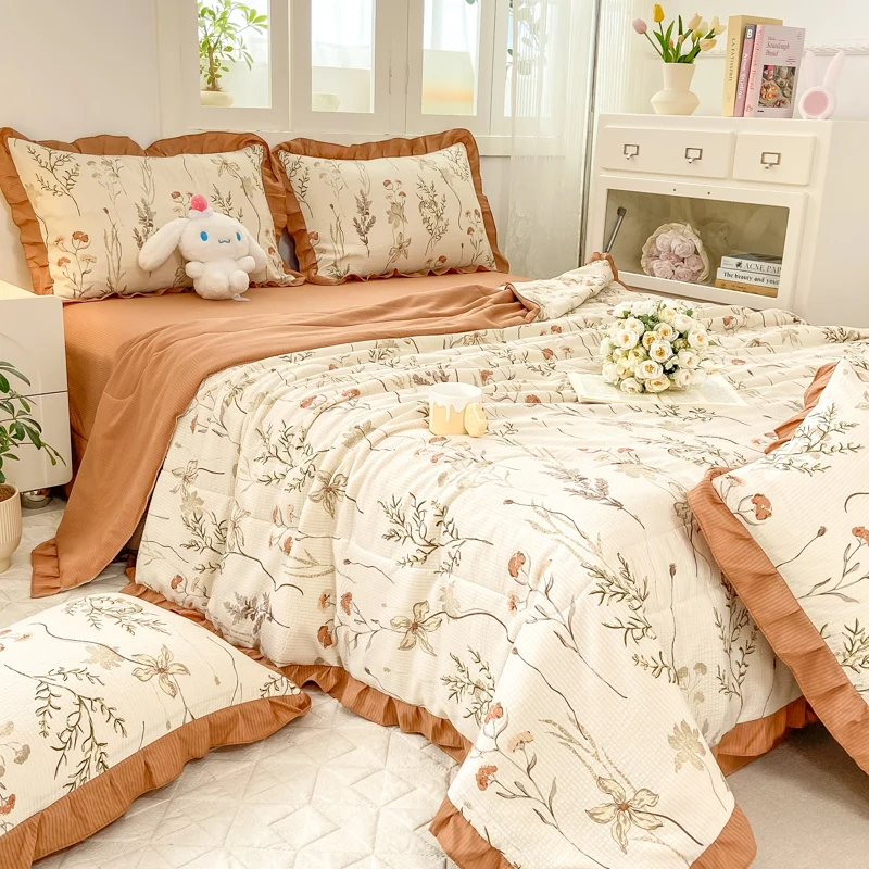 Grade A soft microfiber custom digital printed floral quilt 100% cotton quilting fabric set king size