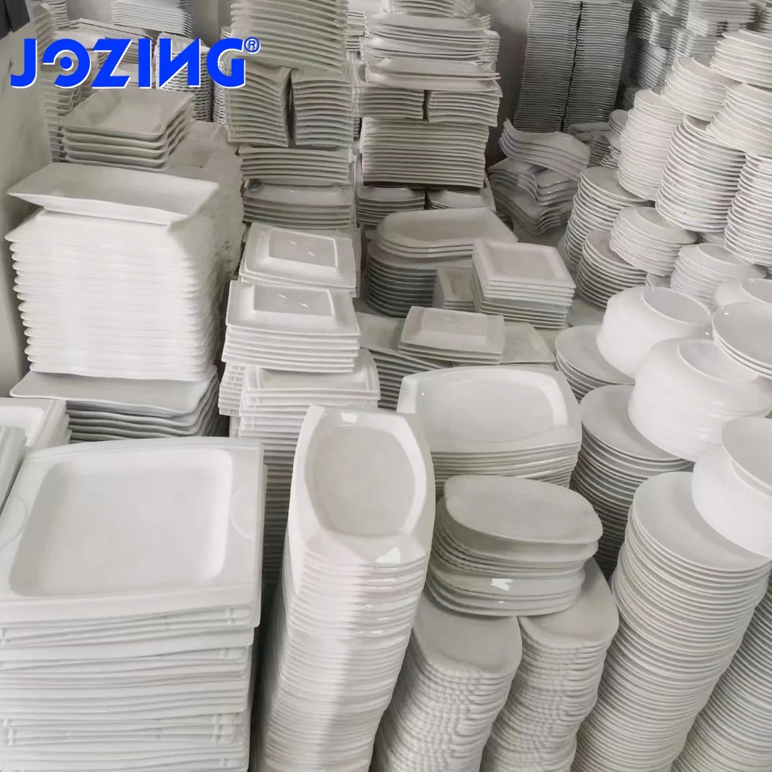 Factory Bulk Sell Stock White Dish Ceramic Plate By Ton Porcelain Dinner Sets Dinnerware For Hotel Restaurant Use