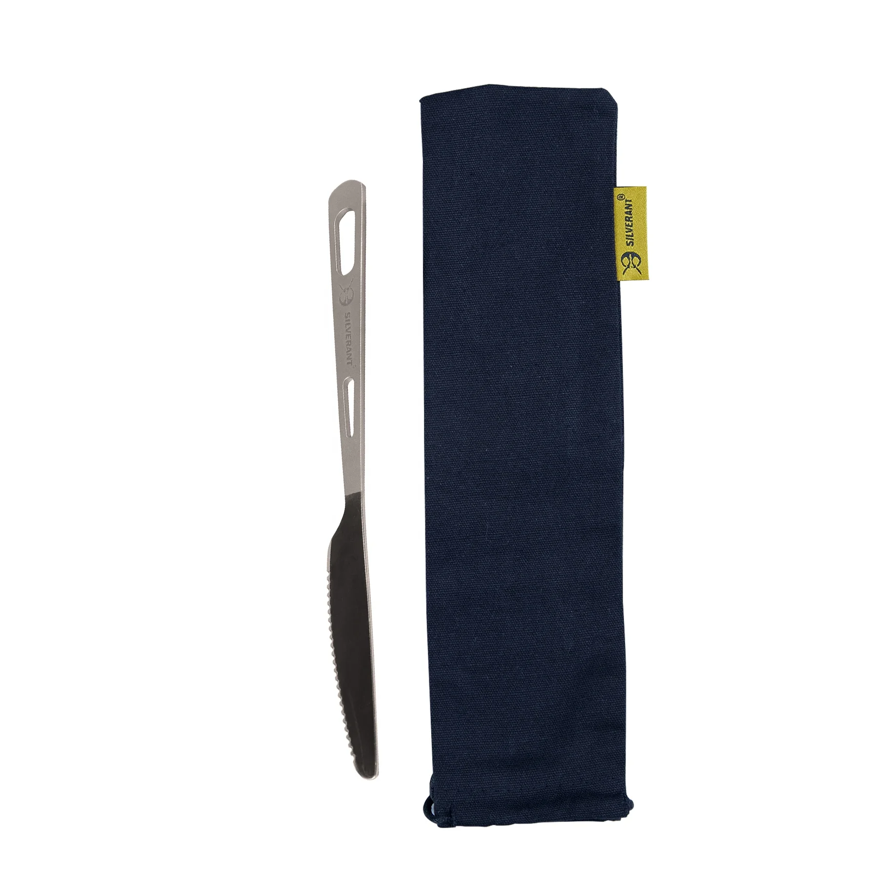 
High quality titanium outdoor knife semi-polished silverant 