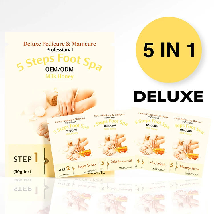Deluxe Pedicure Feet Care Kit 5 Step Manicure Pedicure Products 5 In 1 Detox Soak Scrub Foot Spa Pedicure Kit