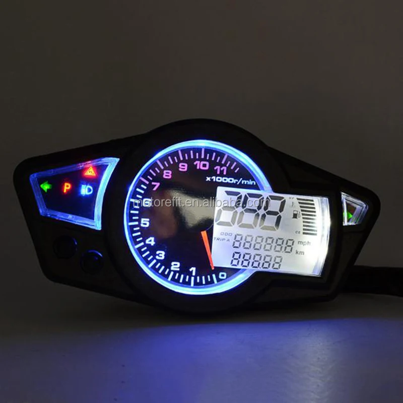 Motorefit Motorcycle LCD Speedometer Motorcycle Digital Odometer Speedometer Tachometer Fit for 2&4 Cylinders