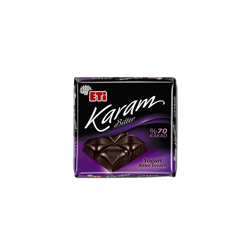 Eti Karam Dark Chocolate with 70% Cocoa 60 gr All The Time Fresh Stock and New Date Wholesale From Turkey