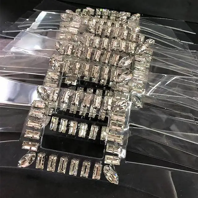 Handmade nailing Glass rhinestone TPU Sandal upper High heel shoe flower Shoe material