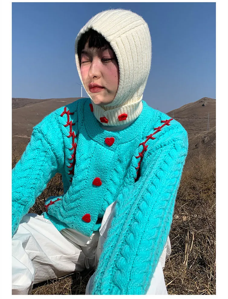 Twist sweater women fall winter loose cardigan all match long sleeved knitted top